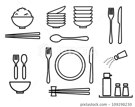 吃飯用的餐具圖示集 109298230