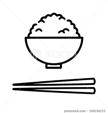 Icon illustration of a bowl of rice and chopsticks Icon illustration of a bowl of rice and chopsticks 109298233