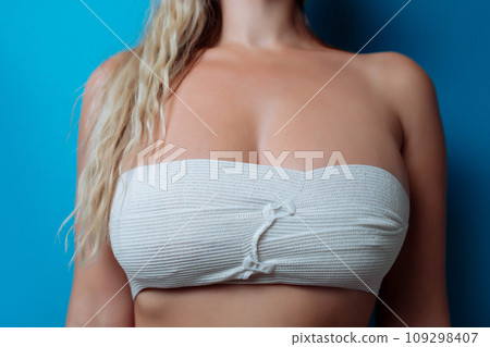 close up picture of big boobs in bandage after surgery, sexual sizebandage breast enlargement. close up picture of big boobs in bandage after surgery, sexual sizebandage breast enlargement. 109298407