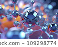 Abstract science background with bubbles on water. Blue molecule atoms structures 109298774
