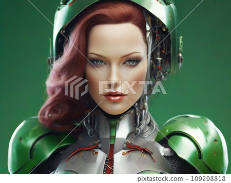 woman integrated with robotic technology 109298818