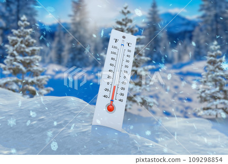 Thermometer in the snow Thermometer in the snow 109298854