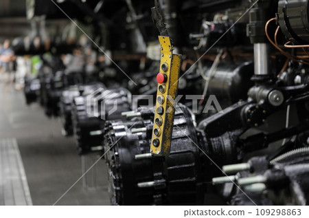 Control panel with buttons in production of car parts and engines Control panel with buttons in production of car parts and engines 109298863
