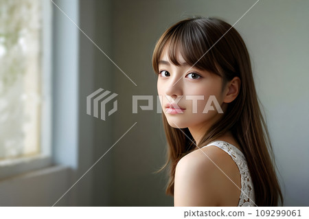 Young woman looking back (AI generated image) 109299061