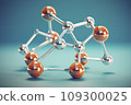 3d glass molecule or atoms on light blue background. Suitable for biochemical 109300025