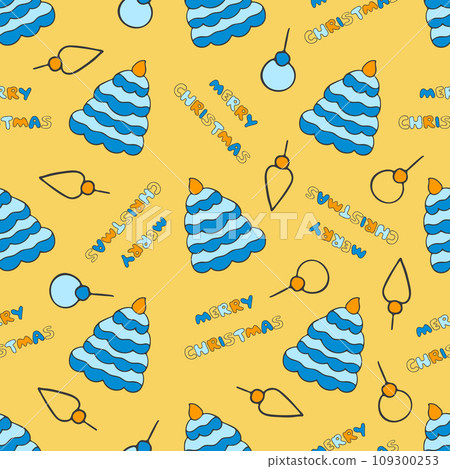 Christmas Doodle Background. Christmas, xmas and New Year Seamless Pattern. 109300253