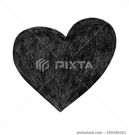 Black Heart Drawn by Colored Pencil. Heart Shape Isolated on White Background. Black Heart Drawn by Colored Pencil. Heart Shape Isolated on White Background. 109300281
