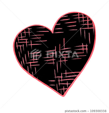 Red and Black Heart Drawn by Colored Pencil. Heart Shape Isolated on White Background. Red and Black Heart Drawn by Colored Pencil. Heart Shape Isolated on White Background. 109300338