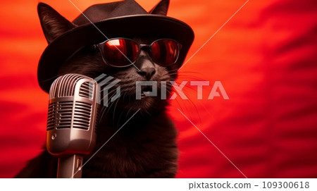 拿著麥克風、戴著墨鏡的花花公子黑貓：AI 工作 109300618