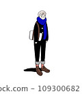 person wearing a blue muffler 109300682