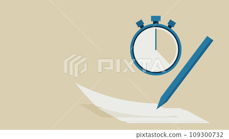 Vector illustration of stopwatch, pen and paper. Vector illustration of stopwatch, pen and paper. 109300732
