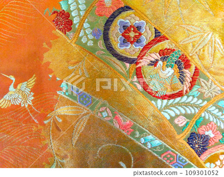 Golden crane pattern obi 1 Golden crane pattern obi 1 109301052
