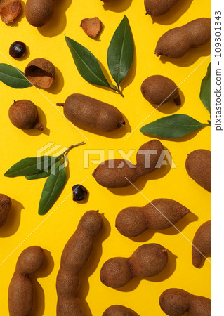 Tamarind, concept of delicious food, fresh tamarind fruit 109301343