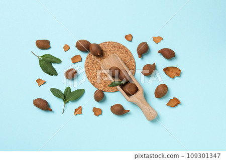 Tamarind fruit, concept of delicious food, fresh tamarind Tamarind fruit, concept of delicious food, fresh tamarind 109301347