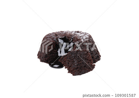 PNG, One delicious chocolate fondant, isolated on white background PNG, One delicious chocolate fondant, isolated on white background 109301587