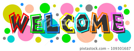 以彩色字母表示歡迎的英文插圖 以彩色字母表示歡迎的英文插圖 109301687