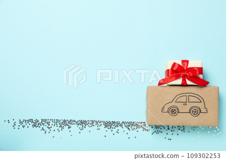 Gifts for the New Year from a car. Gifts for the New Year from a car. 109302253