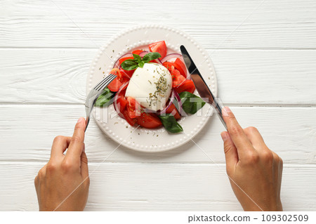 Salad Caprese, concept of tasty and delicious food 109302509