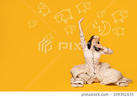 Sleep concept, young woman wants to sleep 109302835