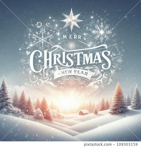 Merry Christmas and Happy New Year. Festive background with Christmas trees, houses and snowflakes. Merry Christmas and Happy New Year. Festive background with Christmas trees, houses and snowflakes. 109303159