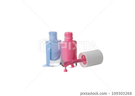 PNG, light blue and pink nail polish, isolated on white background 109303268