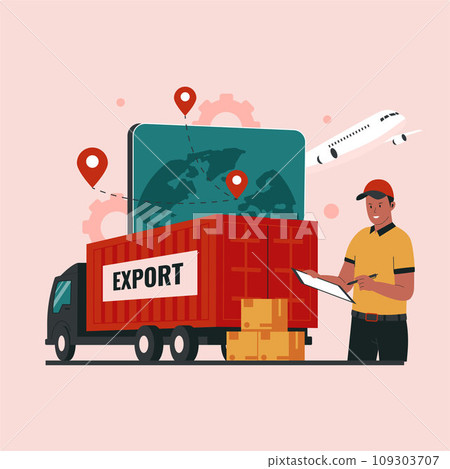 Global logistic distribution service illustration concept Global logistic distribution service illustration concept 109303707