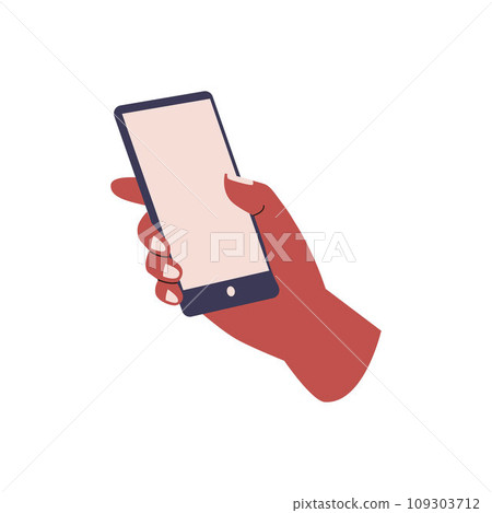 Flat design of hand holding phone 109303712