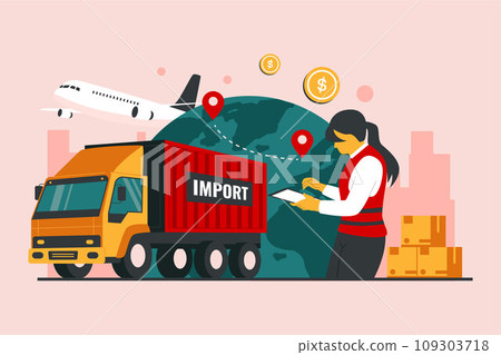Global logistic distribution service illustration concept Global logistic distribution service illustration concept 109303718