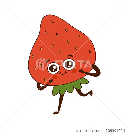 Vector flat illustration of adorable cartoon strawberry isolated on white background 109304324