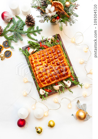 Traditional Christmas or New Year's pie. Traditional Christmas or New Year's pie. 109304510