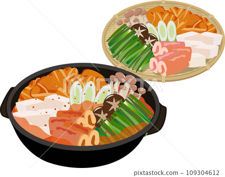 Kimchi hotpot with ingredients 109304612