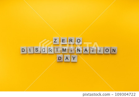 March 1, Zero Discrimination Day, a minimalistic banner with an inscription in wooden letters 109304722