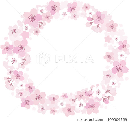 櫻花圓形框架背景素材 109304769