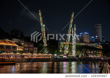 Very beautiful night view of Singapore Clarke Quay 109304867