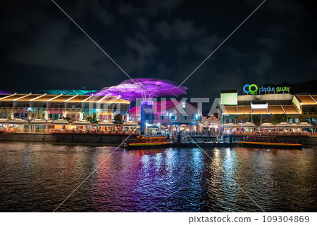 Very beautiful night view of Singapore Clarke Quay Very beautiful night view of Singapore Clarke Quay 109304869