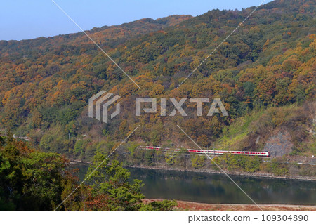 Autumn leaves on Takahashi River and Hakubi Line Limited Express Yakumo (381 series train: Okayama ⇔ Izumo City) Autumn leaves on Takahashi River and Hakubi Line Limited Express Yakumo (381 series train: Okayama ⇔ Izumo City) 109304890