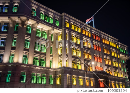 新加坡舊禧街警察局多彩美麗的夜景 109305294