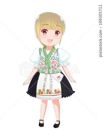 穿著匈牙利民族服裝的女孩插畫素材 穿著匈牙利民族服裝的女孩插畫素材 109305711