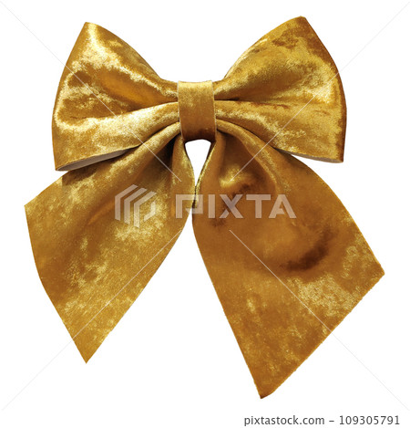 Golden gift bow on a white background 109305791