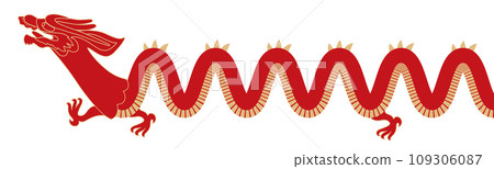 Red China Dragon symbol with zigzag body art design simple flat style Red China Dragon symbol with zigzag body art design simple flat style 109306087