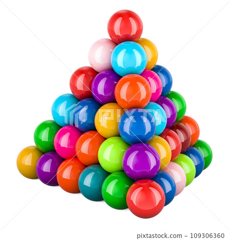 Pyramid from colored balls. 3D rendering Pyramid from colored balls. 3D rendering 109306360