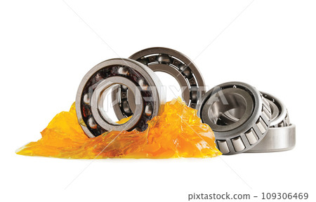Bearing isolated on white background with clipping path, mechanical engine component. Bearing isolated on white background with clipping path, mechanical engine component. 109306469