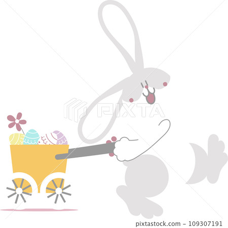 happy easter with bunny rabbit, trolley, flower and egg, flat png transparent cartoon character design happy easter with bunny rabbit, trolley, flower and egg, flat png transparent cartoon character design 109307191