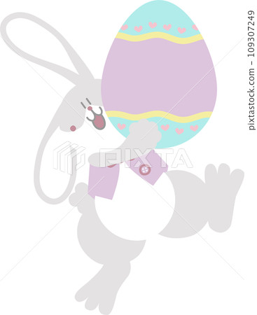 happy easter with bunny rabbit and egg, flat png transparent cartoon character design happy easter with bunny rabbit and egg, flat png transparent cartoon character design 109307249