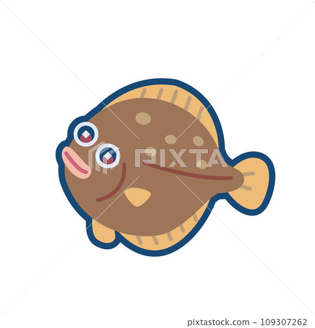Illustration of cute flounder 109307262