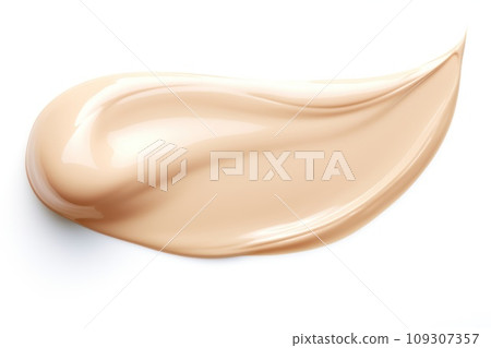 Tone cream smear swatch isolated on white background. Generative AI Tone cream smear swatch isolated on white background. Generative AI 109307357