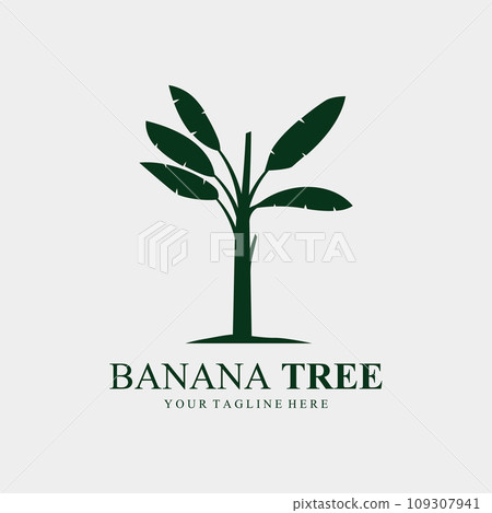 Banana Tree Silhouette Vector Simple Logo Template. Banana Tree Silhouette Vector Simple Logo Template. 109307941