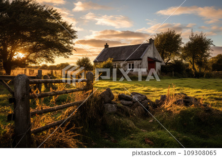 Old abandoned white house on a rural landscape Old abandoned white house on a rural landscape 109308065