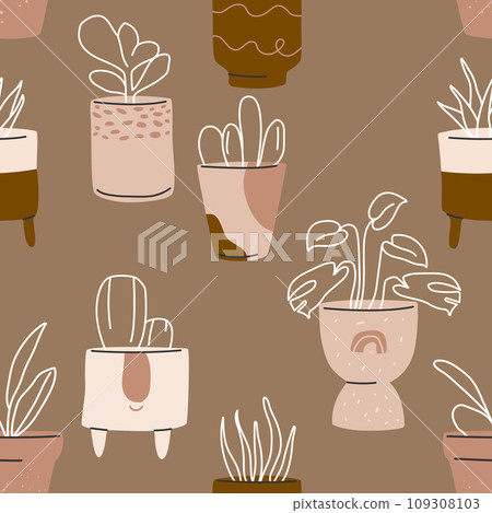 House plants in a flower pot. Houseplants pattern House plants in a flower pot. Houseplants pattern 109308103