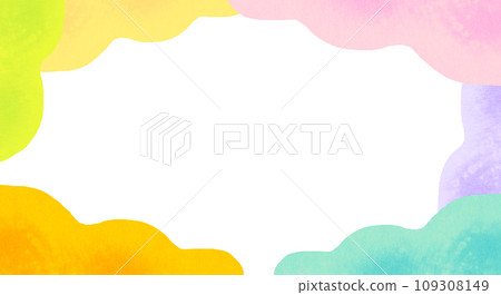 Fluffy colorful watercolor frame 109308149